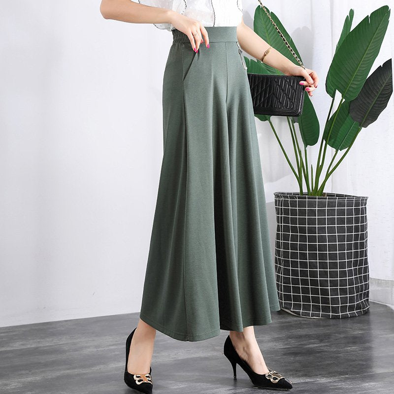 ❤️【M-5XL】2025 Nowe damskie letnie szerokie nogawki Ice Silk Cropped Pants