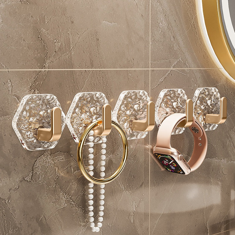 💥🏆【1 set 20 szt】Haczyki Hexagonalne Bez Wiercenia. 💎 Elegancki Design z Teksturą Iceberg – Łatwe Przyklejanie, Silne Wsparcie, Bez Śladów 🛁