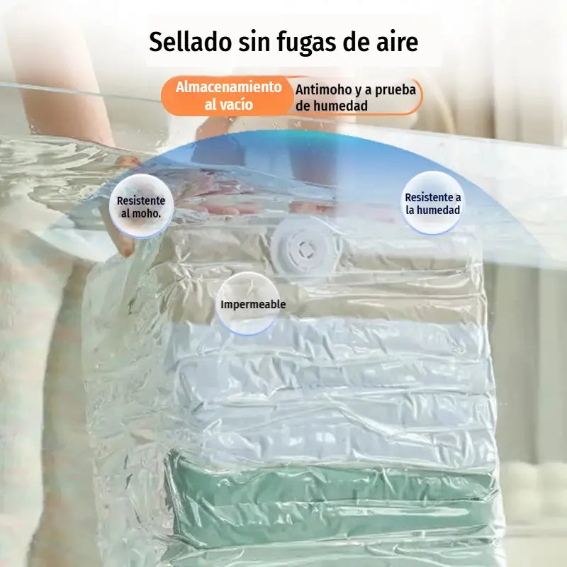 ✨(5 piezas)💨 Bolsa de almacenamiento al vacío grande y compresible: no requiere bomba, es a prueba de fugas e ideal para ahorrar espacio en maletas y en casa ✈️-4330992