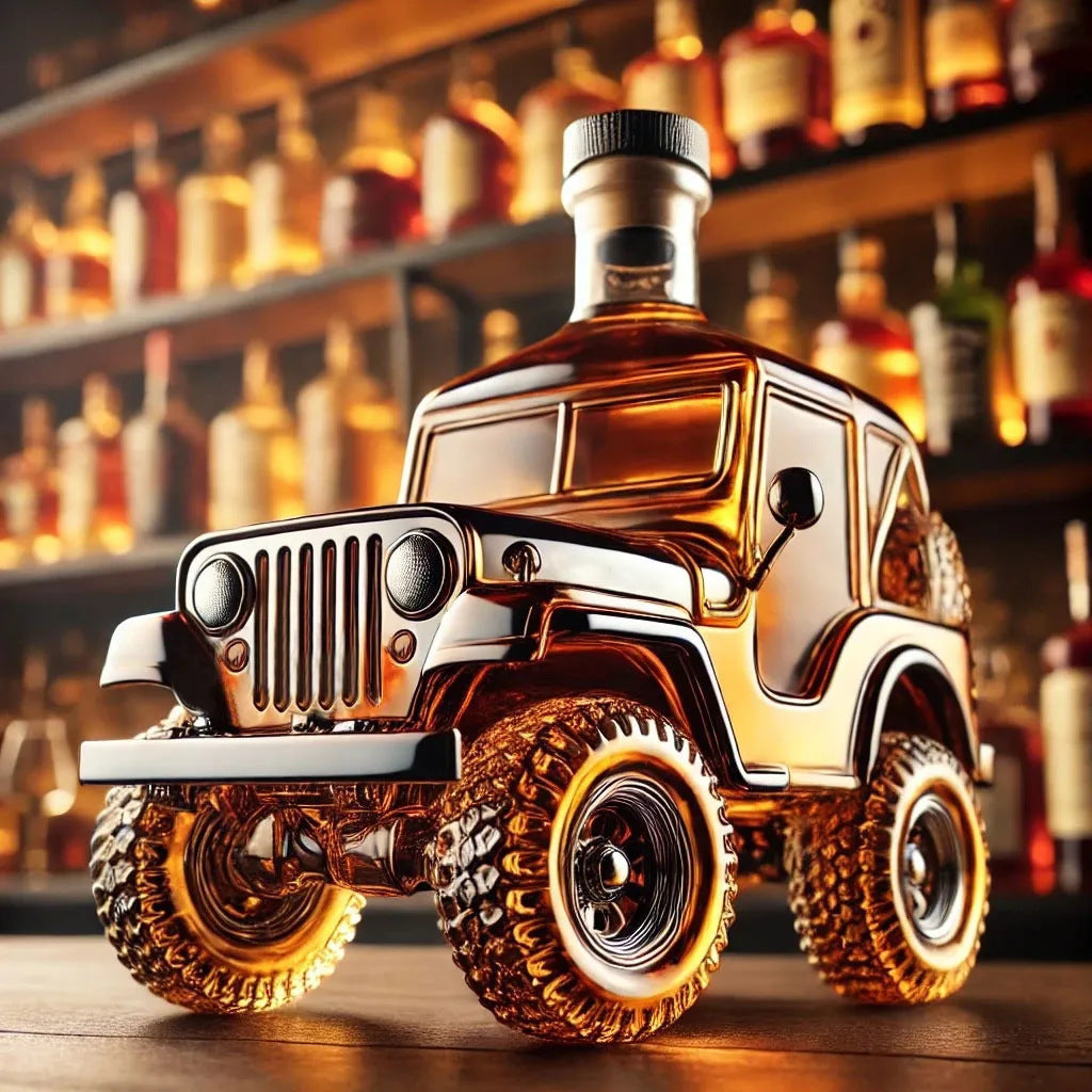 【Neskorý letný výpredaj】🥃Unikalny Jeep, solidna szklana konstrukcja, karafka do whisky