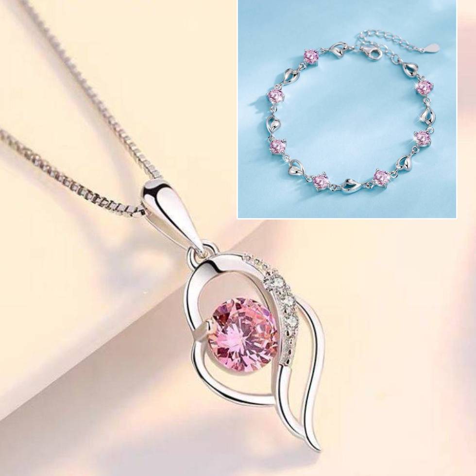 💎Zestaw bransoletki i naszyjnika z srebra próby 925 „Serce Oceanu