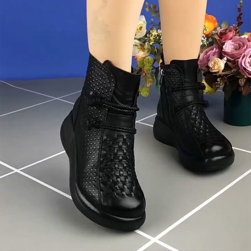 💥💥【35-40】2025 Zimní módní kožené zateplené boty na boční zip pro ženy