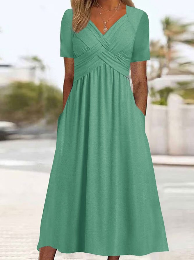 š„ Sukienka Pure Color Casual Fashion o Åredniej dÅugoÅcićS-3XLć