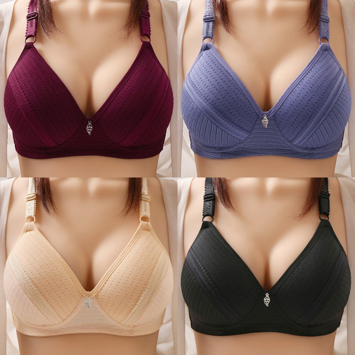 🔥50% zniżki — 【4 pary】 Seksowny biustonosz push-up najwyższej jakości, bezszwowy