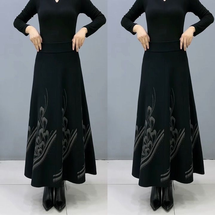 🔥【S-3XL】👗🎀2024Nowa, jesienno-zimowa, pogrubiona, wełniana spódnica z dzianiny