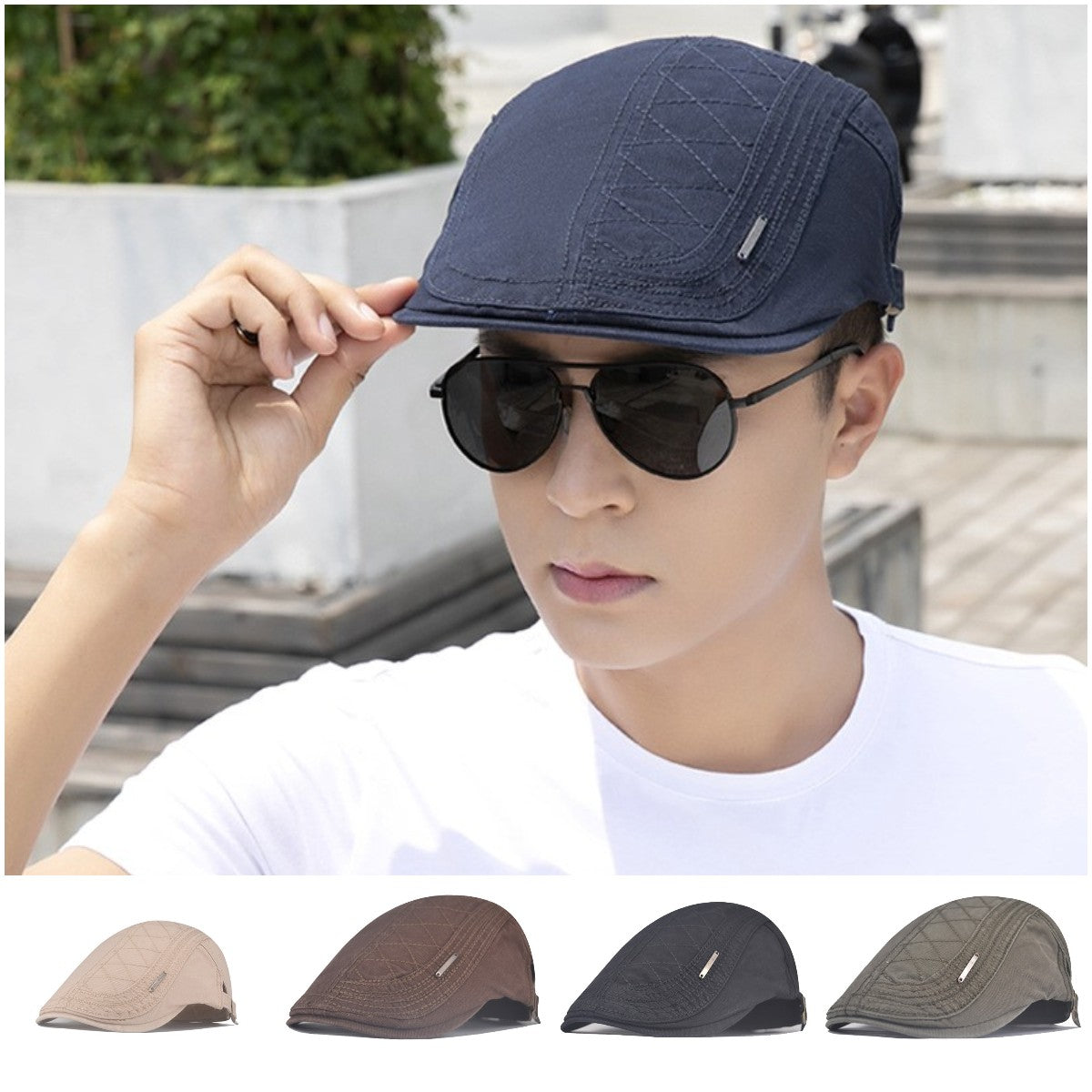 Regulowany dżinsowy beret w stylu vintage