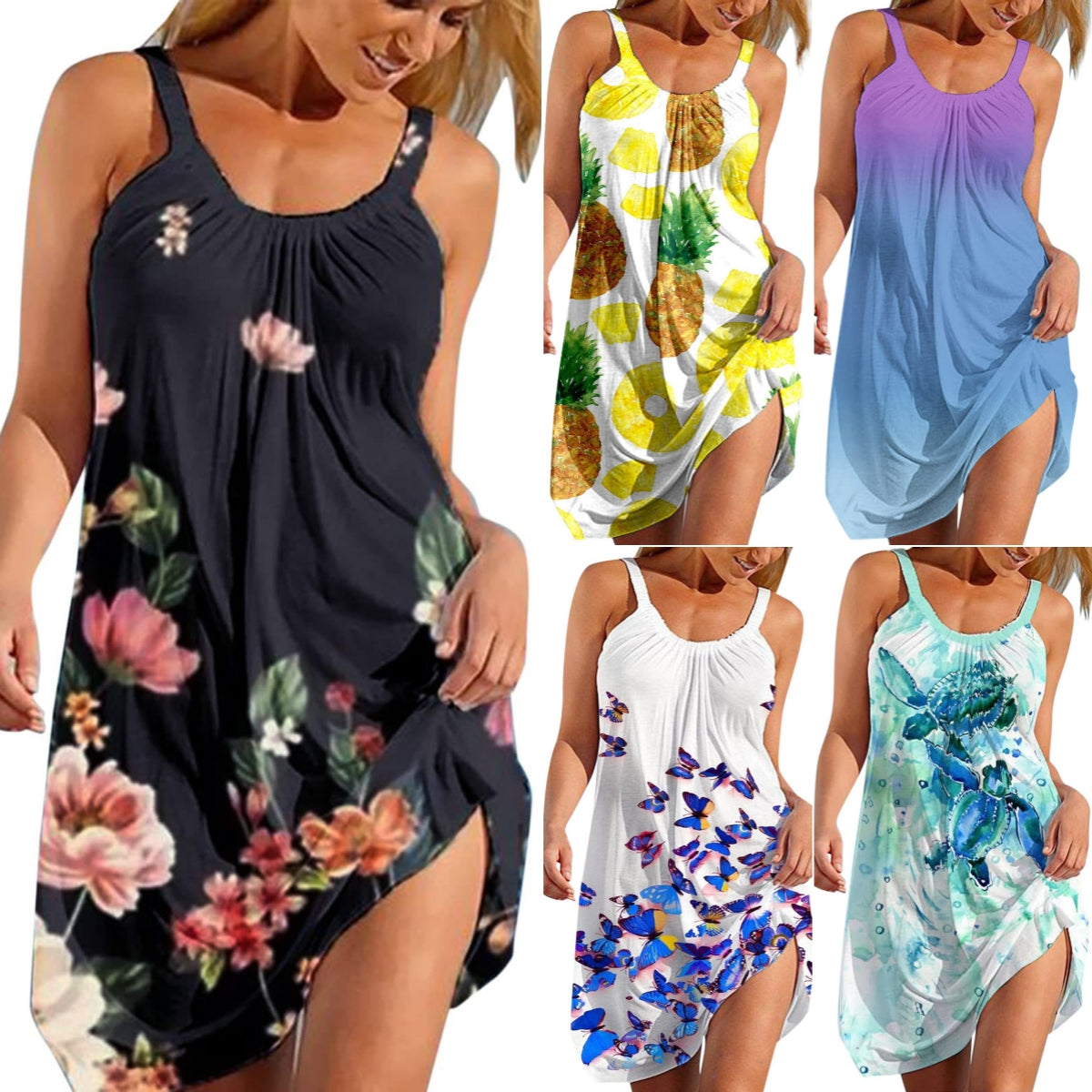 💟【S-5XL】👗 Nowa codzienna sukienka z nadrukiem i paskami