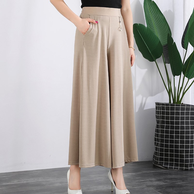 ❤️【M-5XL】2025 Nowe damskie letnie szerokie nogawki Ice Silk Cropped Pants