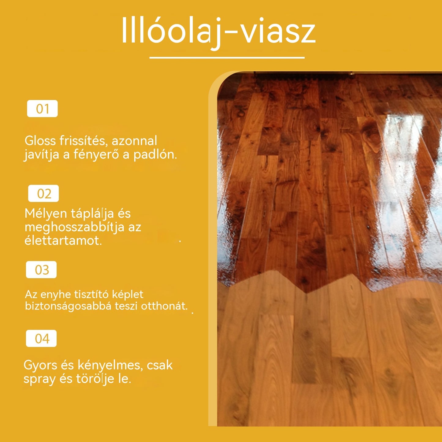 120 ml-es fa polírozó spray (szivaccsal és kendővel) bútorok ápolására, repedések megelőzésére és a festék védelmére.