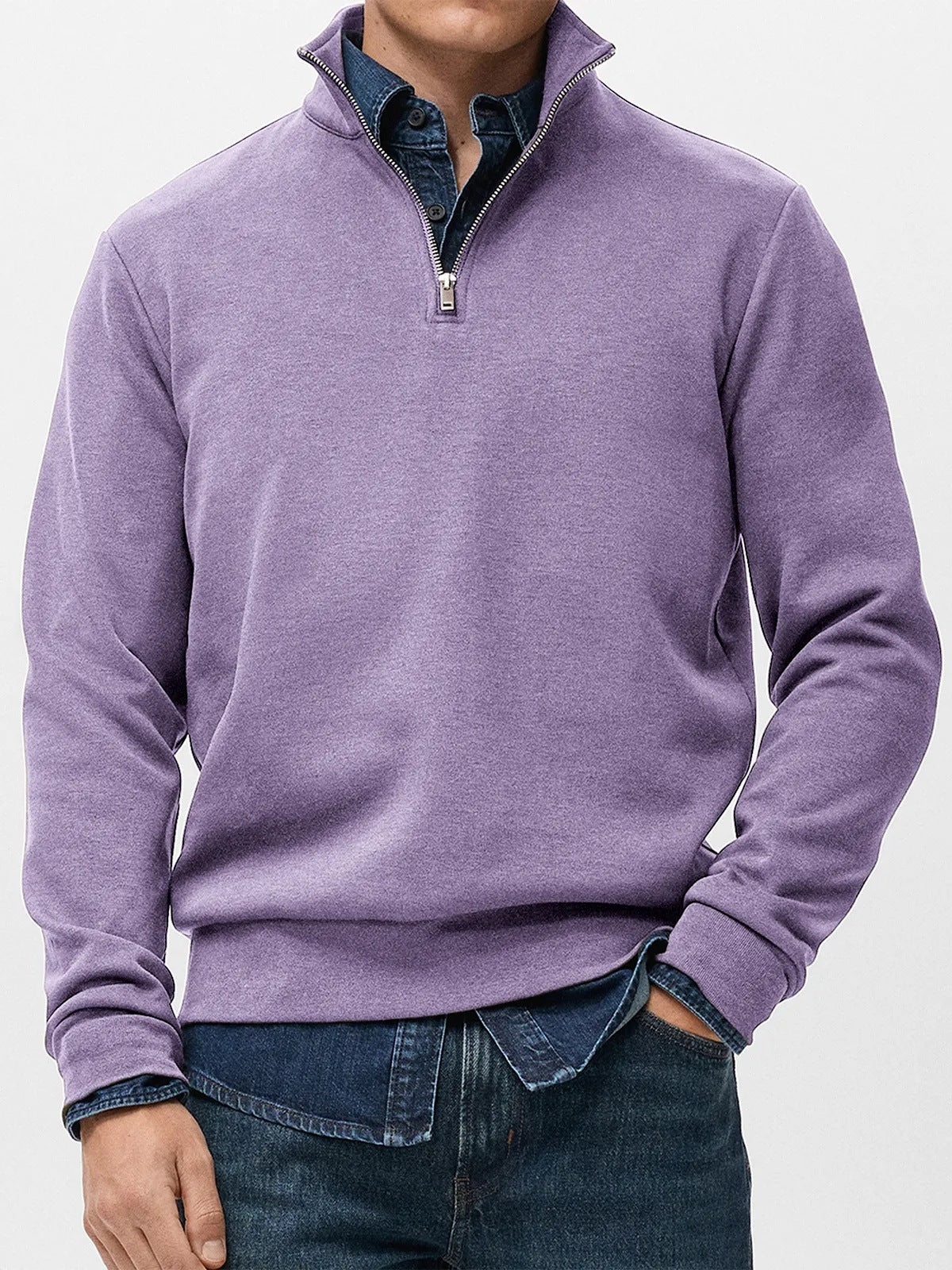 👔【S-5XL】Nowa męska bluza z długim rękawem i stójką, zapinana na suwak