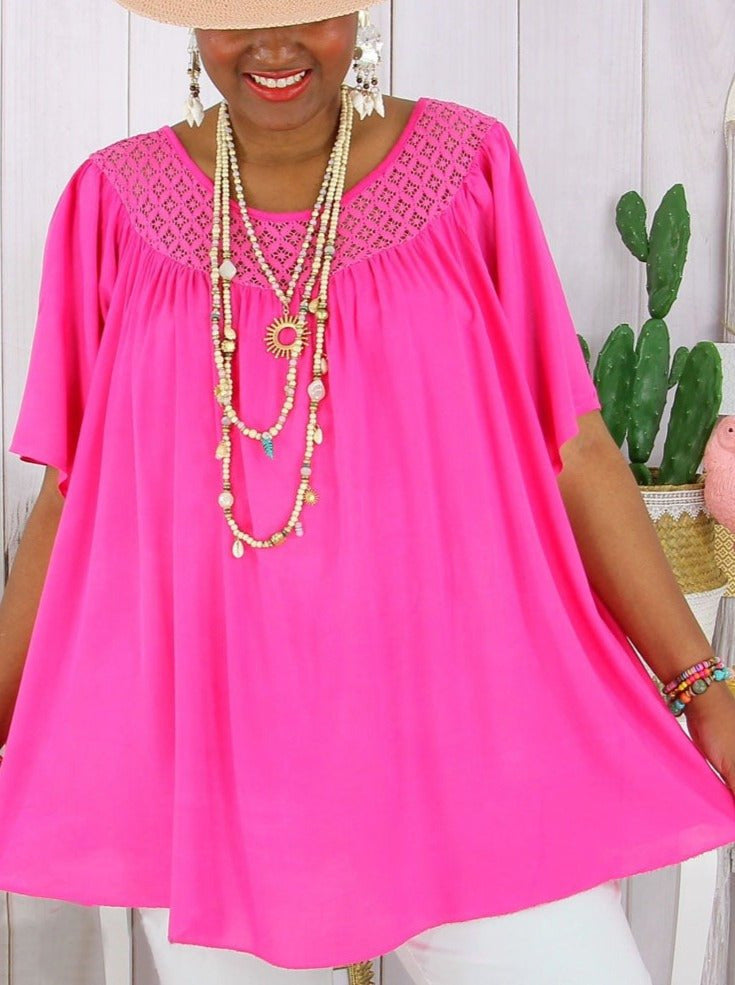 👚【XL-8XL】😍😍 Nowa, letnia, luźna, koronkowa odzież damska w jednolitym kolorze, w dużych rozmiarach