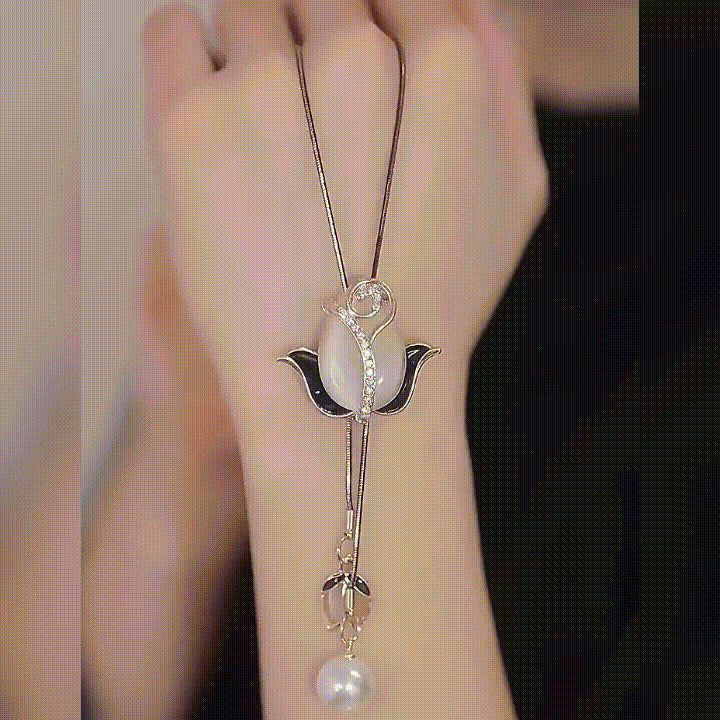 💖【Kup 1 dostań 1 za darmo】📿Długi naszyjnik z tulipanem w kształcie kociego oka
