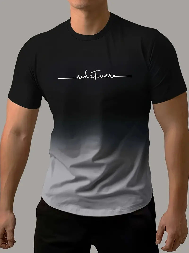 🔥🔥【S-6XL】T-shirt męski o swobodnym, wielobarwnym gradalnym kolorze z okrągłym dekoltem