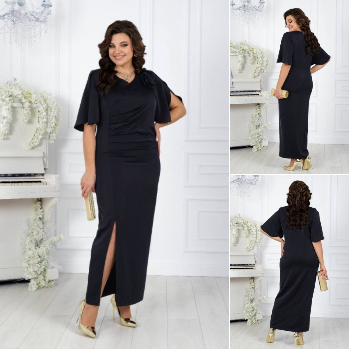 šćS~5XLćNowa elegancka czarna sukienka