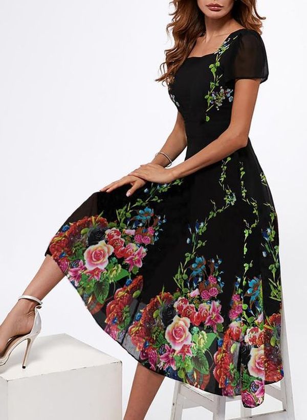 ✨【S-3XL】2024 Wiosenno-letnie eleganckie sukienki z kwiatowym dekoltem w serek