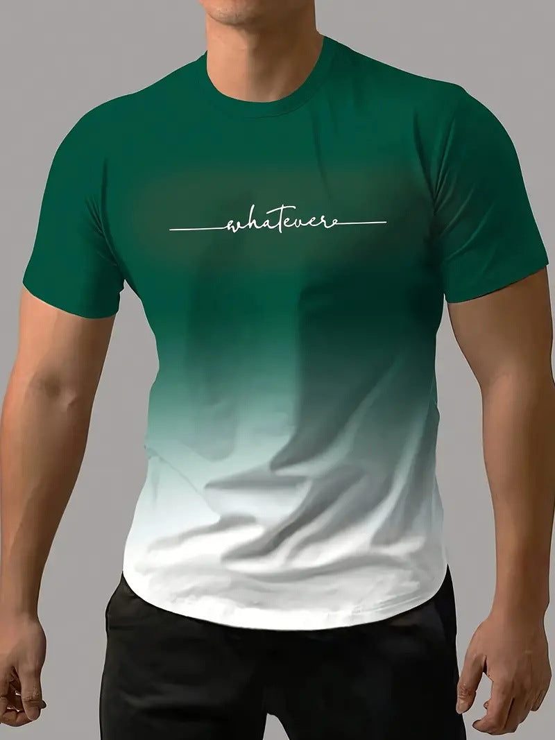 🔥🔥【S-6XL】T-shirt męski o swobodnym, wielobarwnym gradalnym kolorze z okrągłym dekoltem