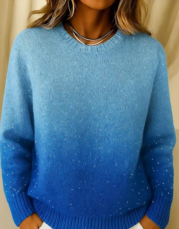 🔥【XS-5XL】Suéter de punto de cuello redondo con estampado de cielo estrellado degradado