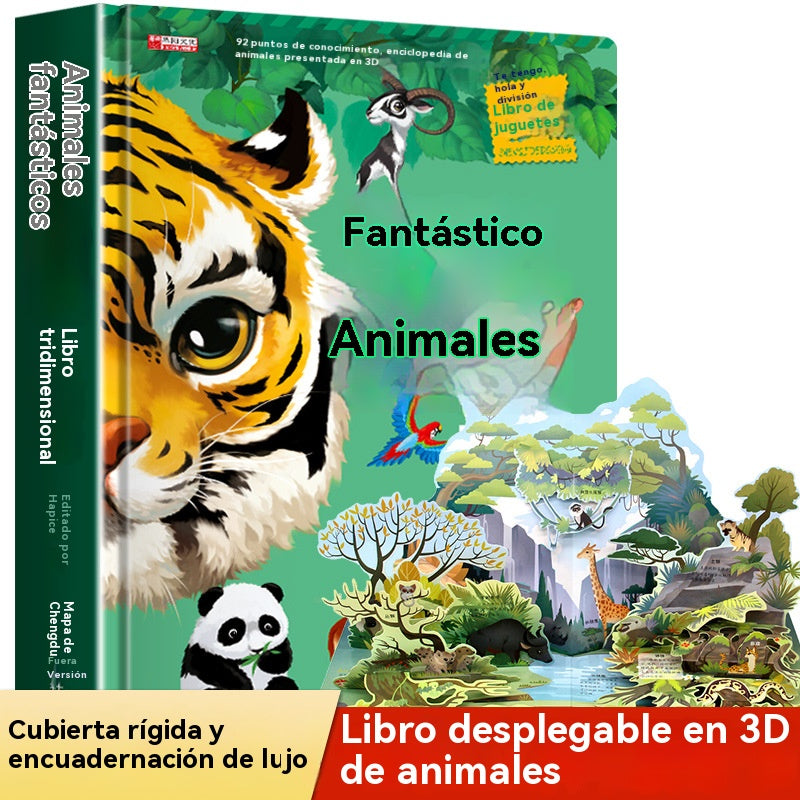 🦖¡Rugido! ¡Rugido! Libro desplegable de dinosaurios. Libro 3D con giros. Enciclopedia divertida de dinosaurios.