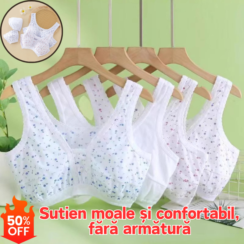 【Set de 8 piese】(XL-3XL) 🍃Set de lenjerie intimă format din 8 piese, stil vestă mică din bumbac, pentru femei de vârstă mijlocie și în vârstă, mărimi mari