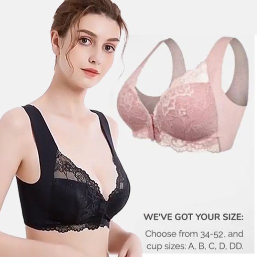 💥【5 sztuki】(M-5XL)👙 Biustonosz push-up z koronkowym zapięciem z przodu - bezszwowy, piękny tył, wygodny