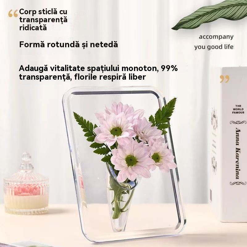 【1 set de 4 piese】💐Vază cu ramă foto de birou de înaltă calitate