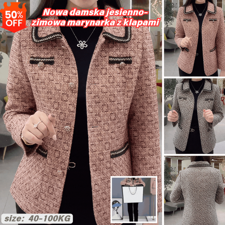 🔥💥【M-4XL】【40-100KG】💖Nowa damska jesienno-zimowa marynarka z klapami