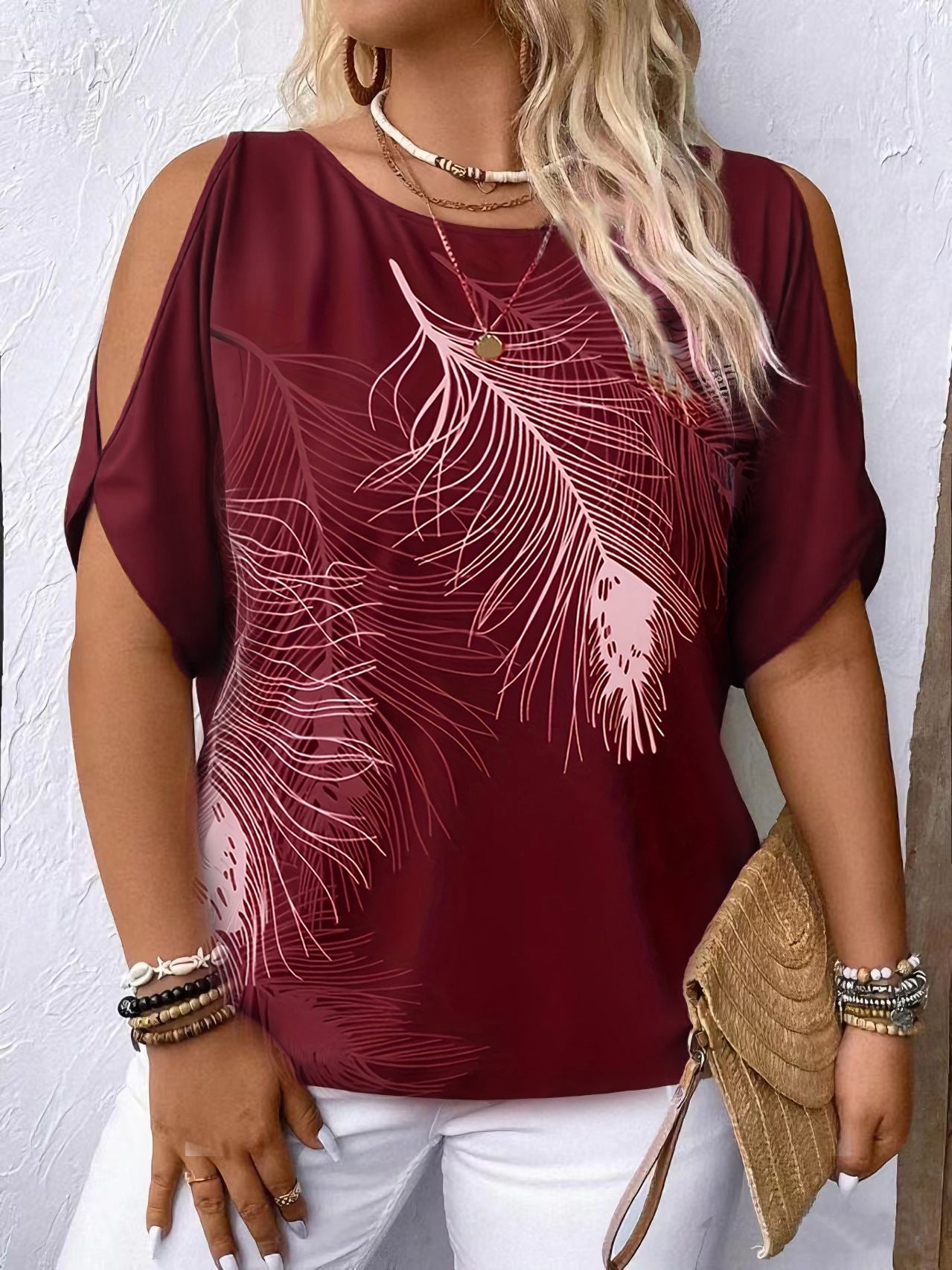 💖【S-5XL】Sofistikovaný top volného střihu s kulatým výstřihem a odhalenými rameny