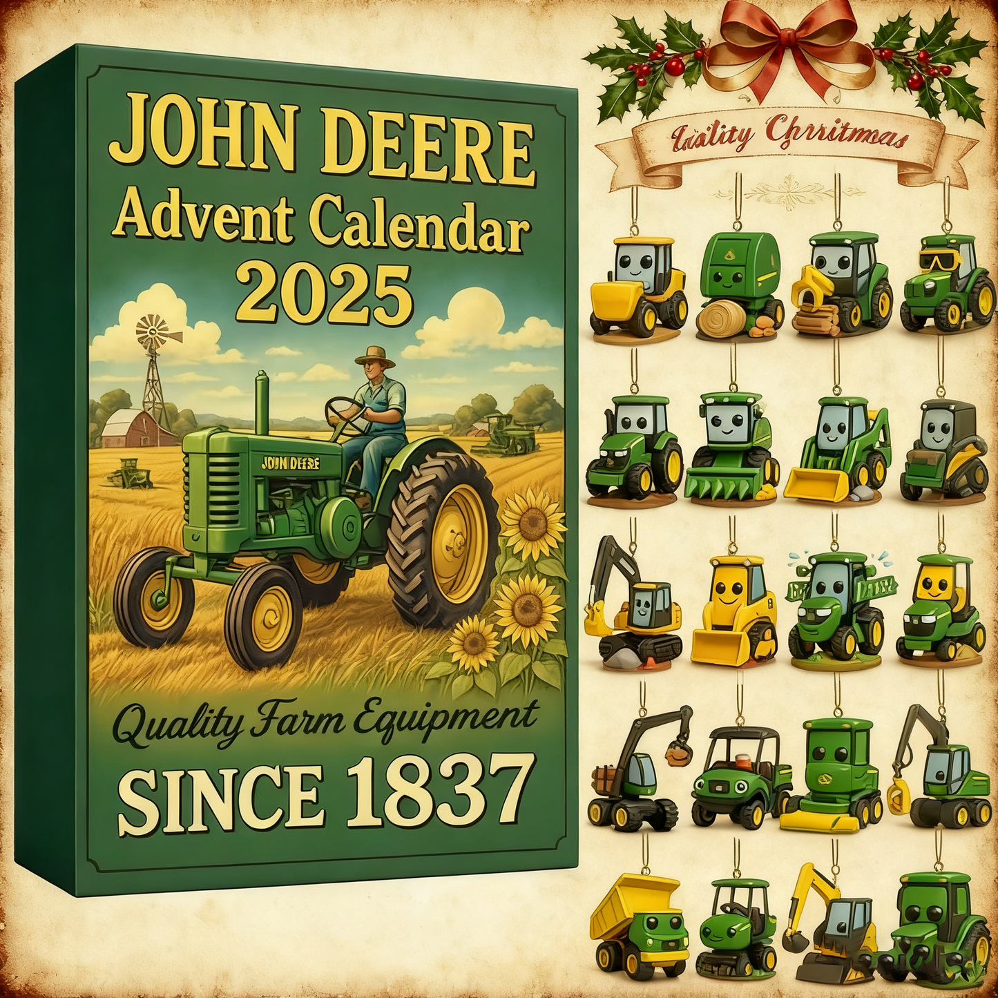 【Kup 1, otrzymaj 1 gratis】🎁🎁24 dni *Kalendarz adwentowy John Deere