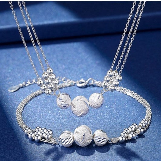 【30%OFF】🔥Gorąca wyprzedaż🔥【Naszyjnik + bransoletka】✨Grawerowany srebrny naszyjnik z transferem Zestaw biżuterii