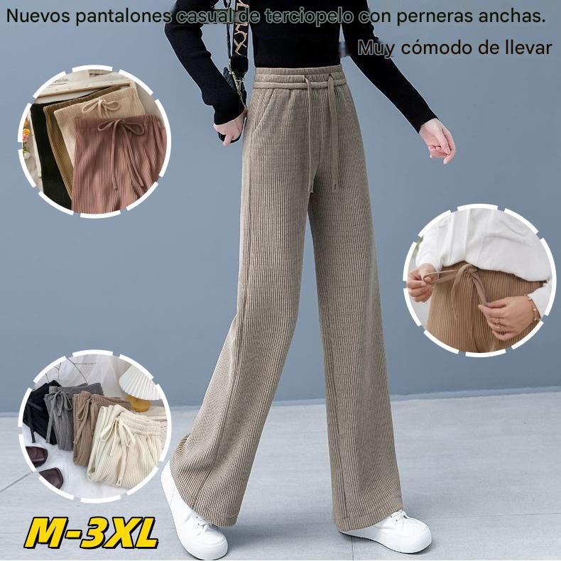 🔥【Compre uno y llévese otro gratis】 👖Nuevos pantalones casuales de terciopelo con perneras anchas, muy cómodos de usar.