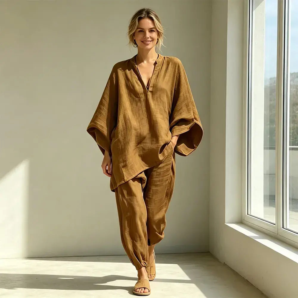【S-3XL】👗 Luźny zestaw z szerokim dekoltem, rękawami typu nietoperz i casualowym krojem, zapewniający swobodę i komfort na co dzień ✨🌸