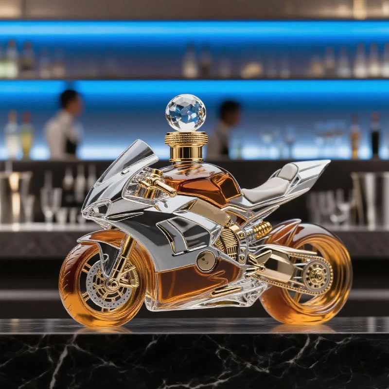 【Neskorý letný výpredaj】🏍️Kreatívna sklenená fľaša zaujímavá fľaša whisky v motorkárskom štýle vyrobená z fľaše