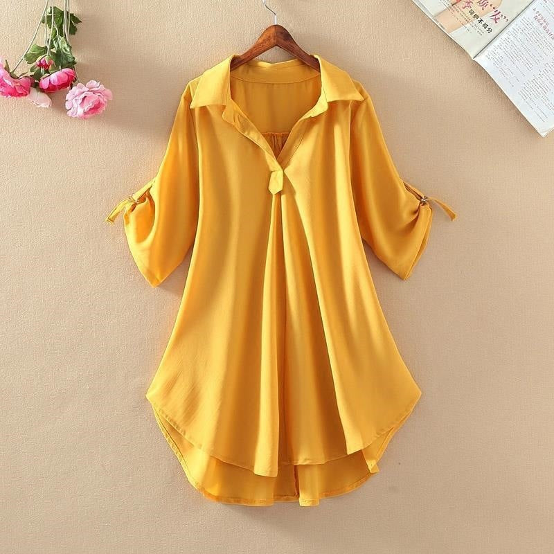 💗【S-3XL】2024 Luźna koszula damska Plus Size w jednolitym kolorze
