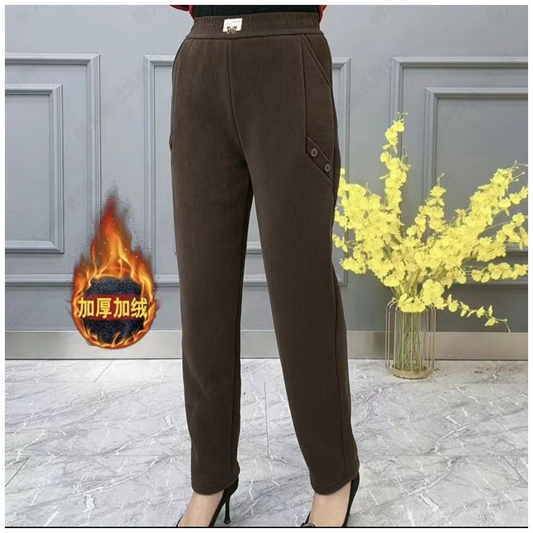 🔥🔥【2XL-5XL】Nowe, jesienne i zimowe, pogrubione, aksamitne, luźne spodnie na co dzień w dużych rozmiarach ✅【55-92,5kg】