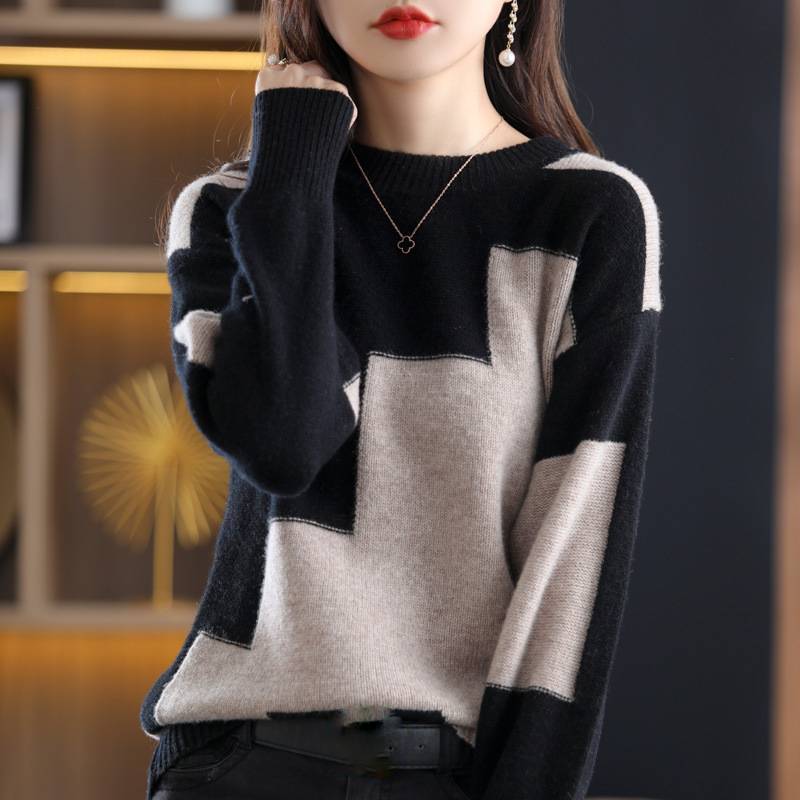 ☃️🎉【S-3XL】2024 nou pulover de cașmir de toamnă și iarnă, pulover scurt de lână, cu gât rotund, tricot, pulover largi