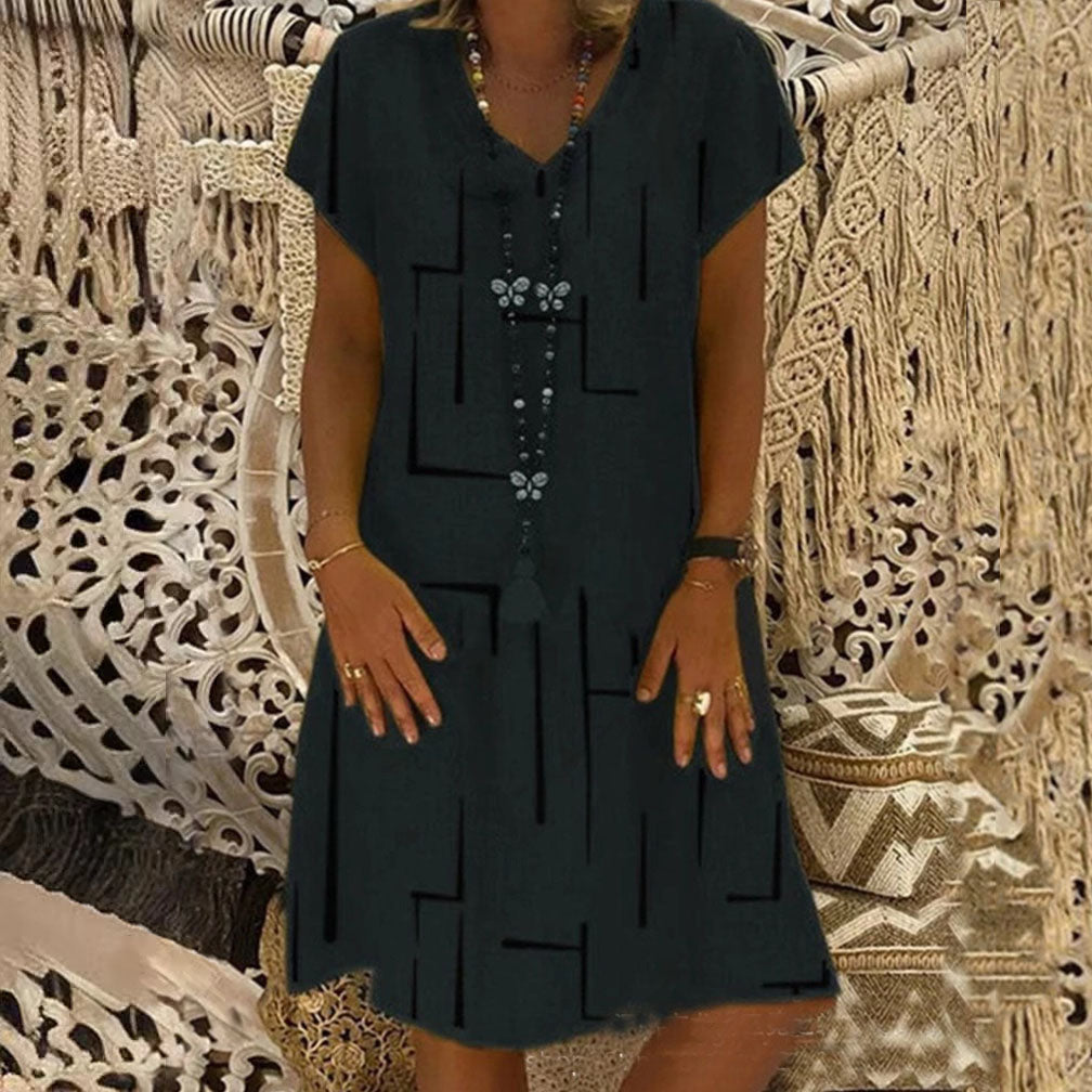 【🏆S-5XL】👗Bavlnené šaty s výstrihom do V