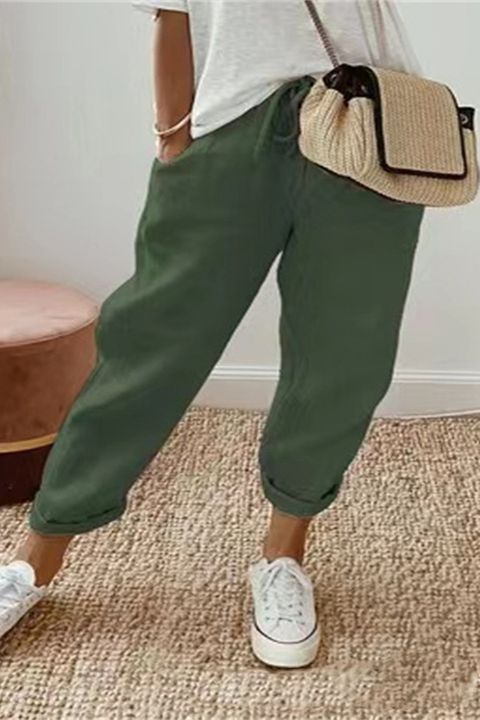 【S-3XL】Damskie bawełniane i lniane spodnie casual, dostępne w wielu kolorach