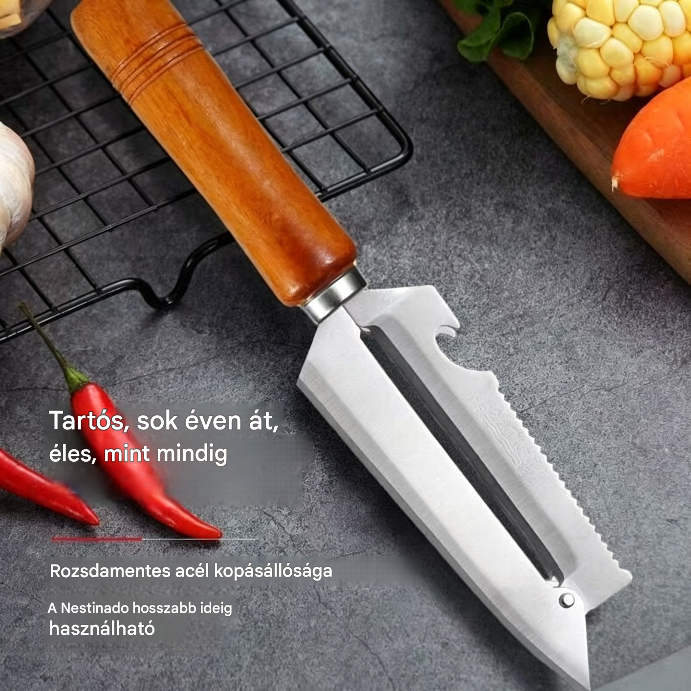🥕 Vásárolj 2-t, kapsz 2-t ingyen! ✨ Multifunkcionális konyhai hámozó: Rozsdamentes acélból készült, ergonomikus fogantyúval, ideális gyümölcsökhöz, zöldségekhez és húshoz 🔪