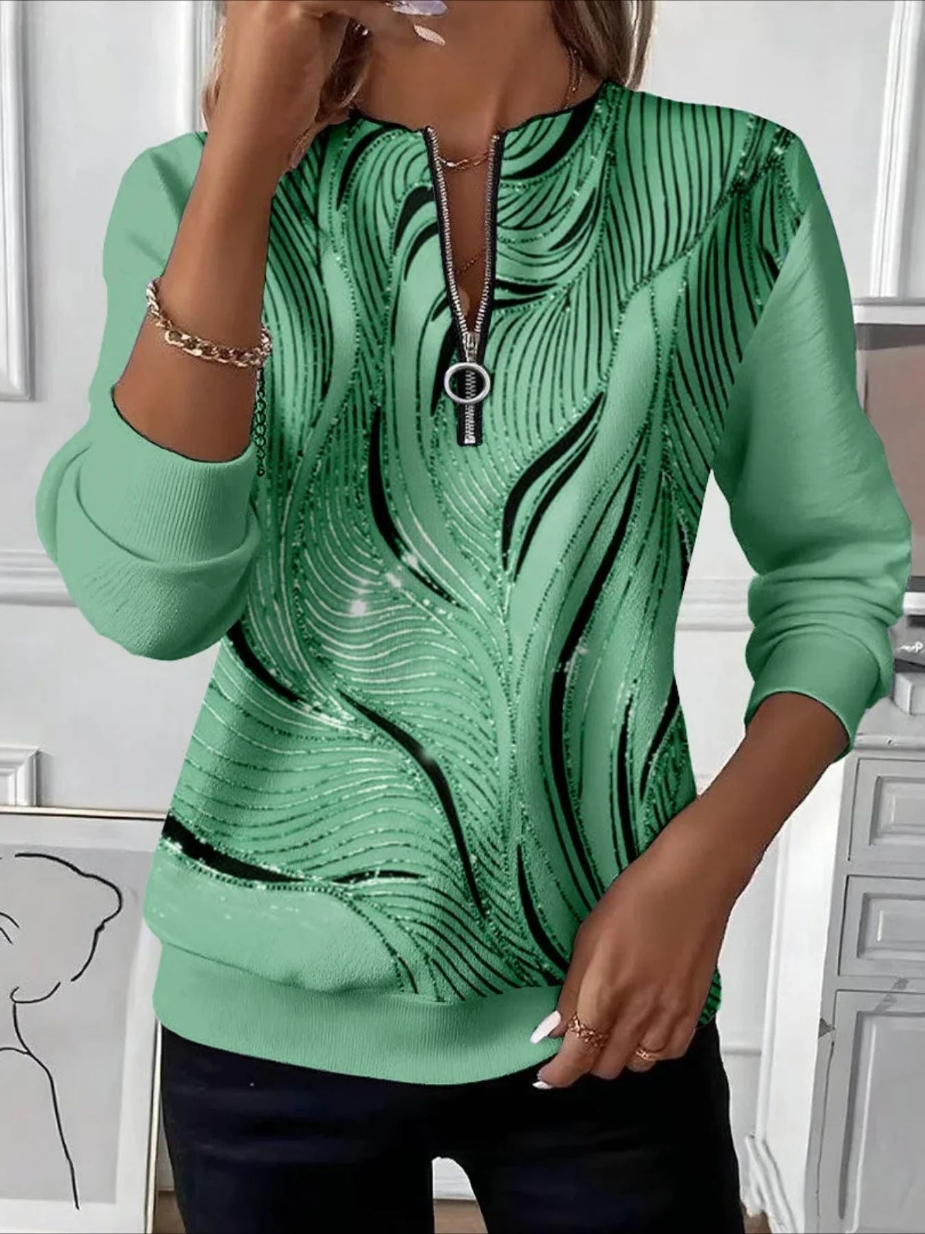 🔥【¡Más vendido!】(S-5XL)Top informal con cremallera para mujer (S-5XL)