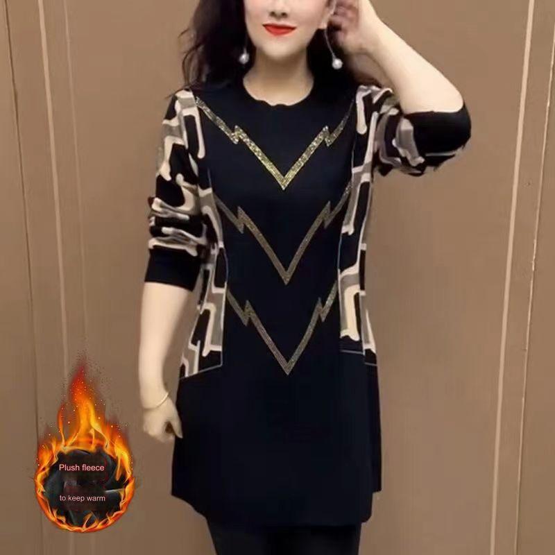 🍂【Nowe produkty na jesień】【M-4XL】2024 nowe modne wełniane długie topy z nadrukiem na jesień i zimę