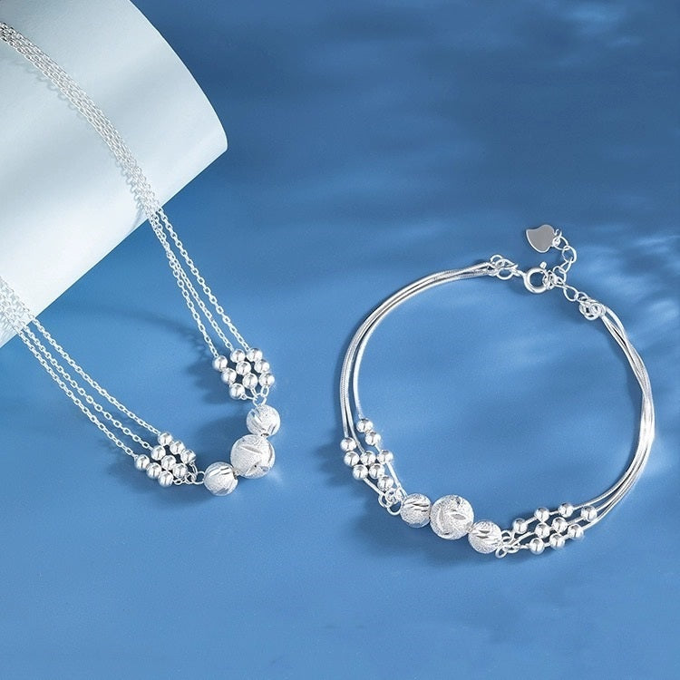 【30%OFF】🔥Gorąca wyprzedaż🔥【Naszyjnik + bransoletka】✨Grawerowany srebrny naszyjnik z transferem Zestaw biżuterii