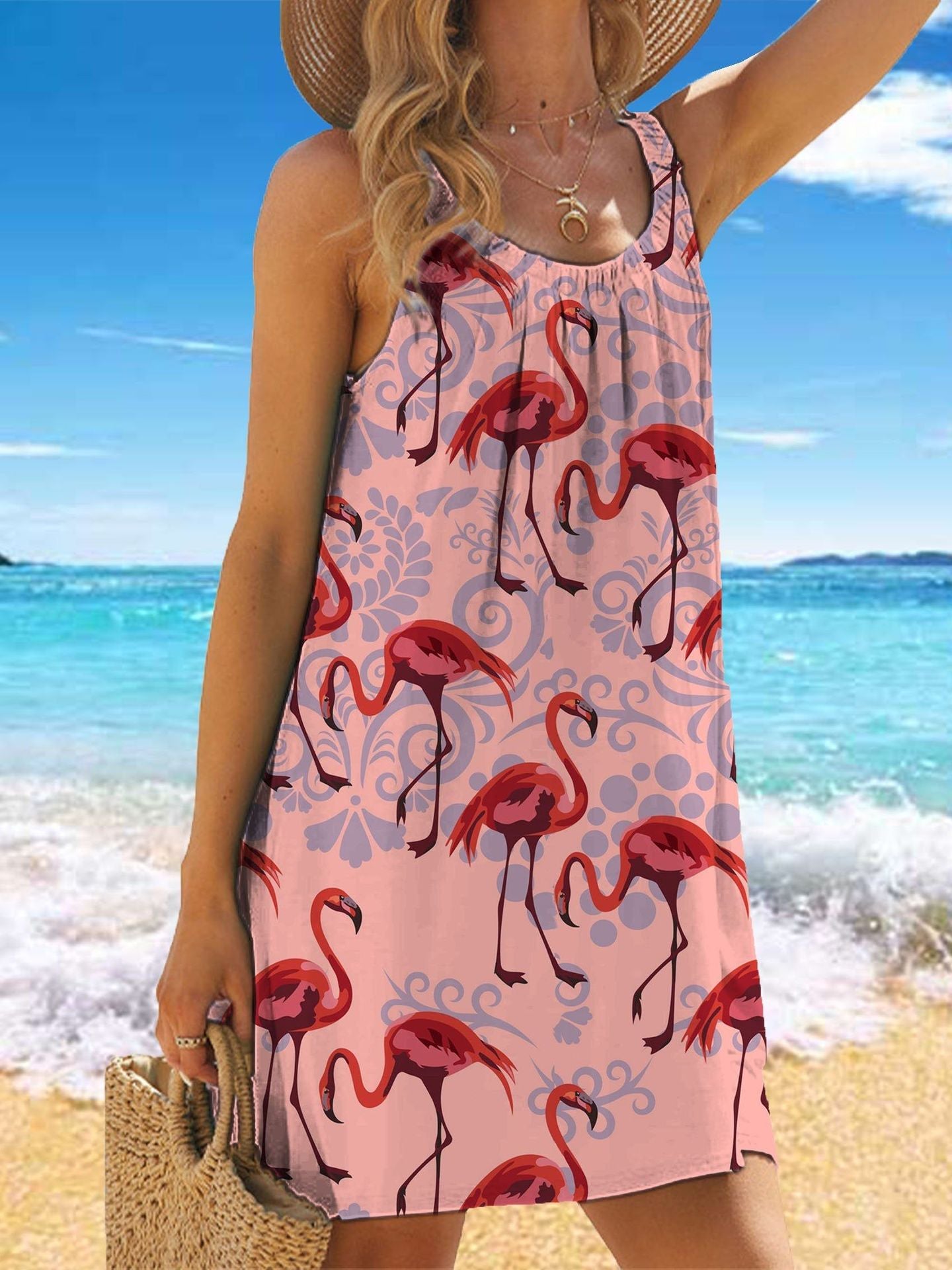 🎁【Kupite eno, dobite eno brezplačno】✨🌊【S-5XL】Elegantna poletna obleka brez rokavov s cvetličnim potiskom