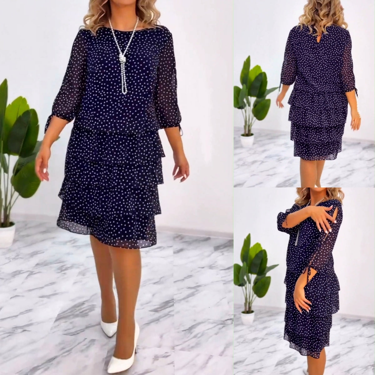 🥰【S-5XL】 Nowa elegancka luźna sukienka w kropki