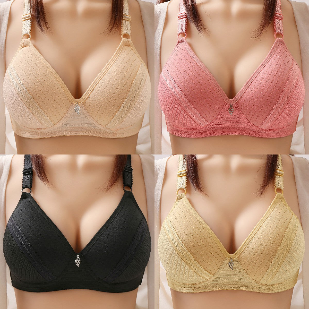 🔥50% zniżki — 【4 pary】 Seksowny biustonosz push-up najwyższej jakości, bezszwowy