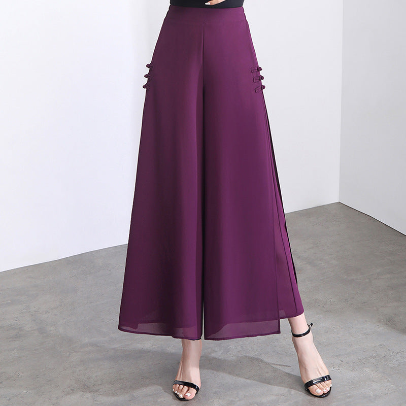 ✨🌈【M-4XL】👖💖【Nowy styl lata】2025 modne i eleganckie spodnie z szyfonu z szerokimi nogawkami, wygodne i oddychające