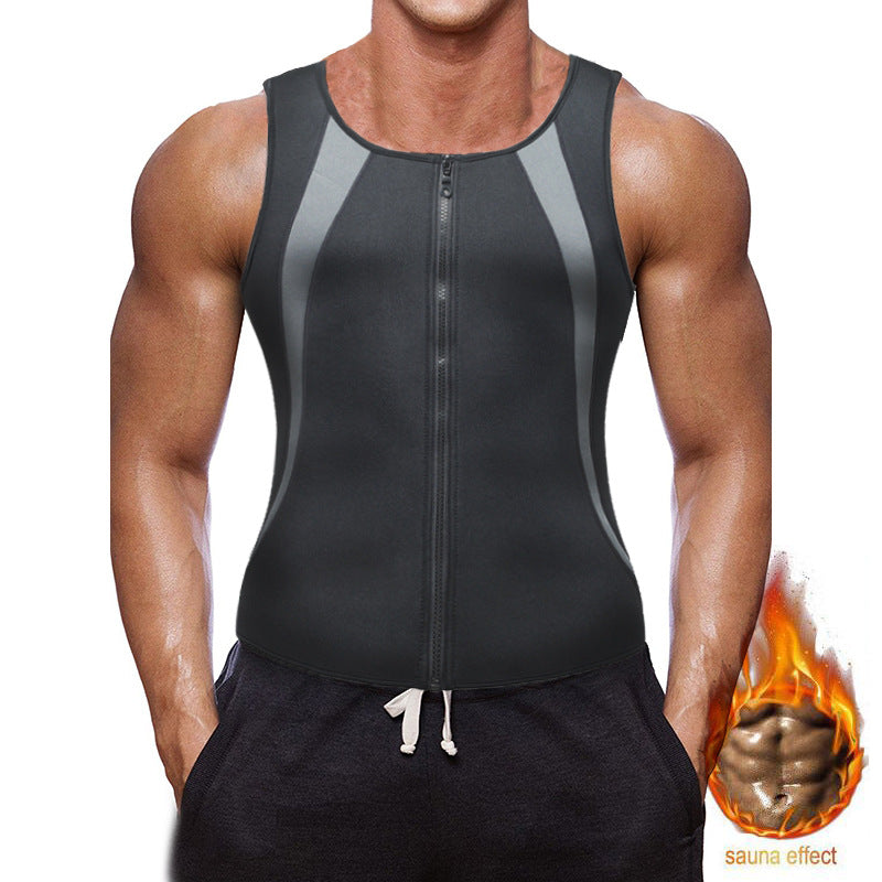 【S-4XL】💪👕Vestă cu fermoar pentru controlul burticii pentru bărbați