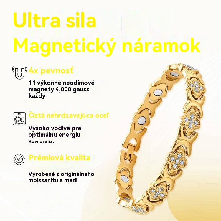 🎁【Kup 1, otrzymaj 1 gratis】✨Magnetyczna bransoletka z diamentami Clover – odkryj swój sekret łagodzenia stresu i poprawy samopoczucia dzięki magnesom