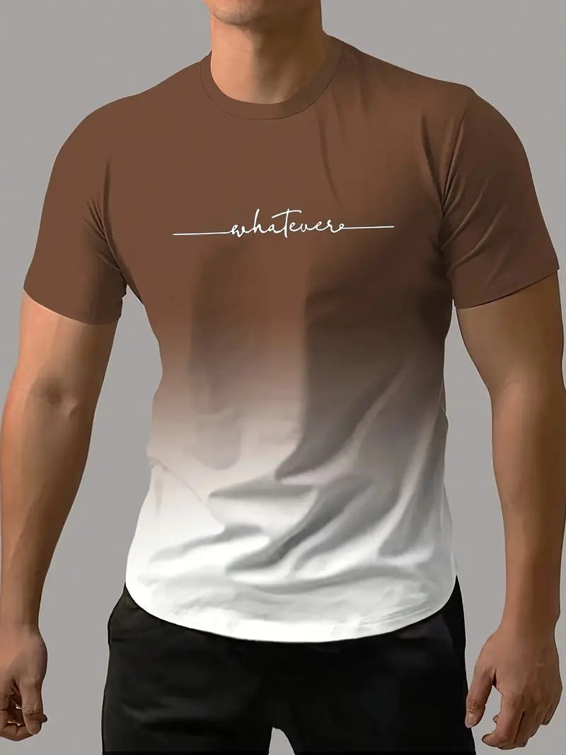 🔥🔥【S-6XL】T-shirt męski o swobodnym, wielobarwnym gradalnym kolorze z okrągłym dekoltem