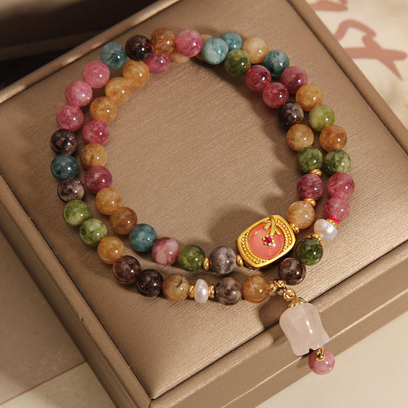 ✨【Kup 1 dostań 1 】🌸Naturalna kolorowa bransoletka z turmalinu