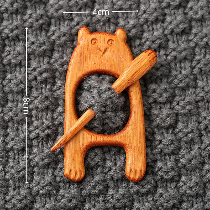 🎁(1 juego de 3)Broche de madera con forma de animal para regalar